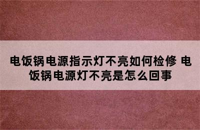 电饭锅电源指示灯不亮如何检修 电饭锅电源灯不亮是怎么回事